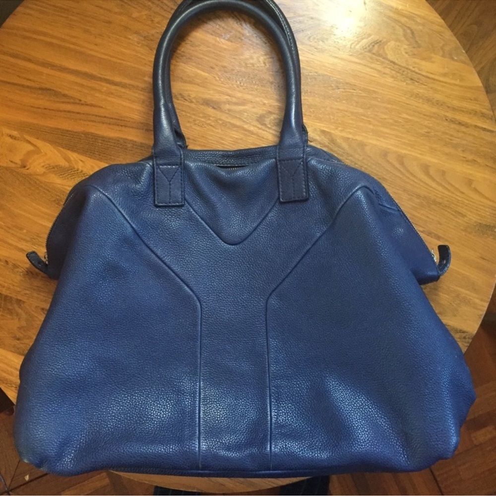 YSL Yves Saint Laurent Pebbled Leather Easy Shoulder Carry All Purse Bag LARGE - Picture 5 of 13